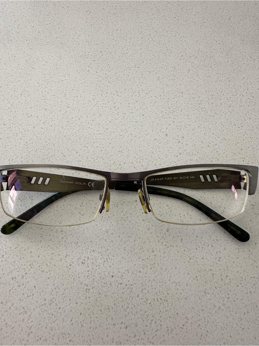 Faconnable Men's Semi-Rimless Glasses in Green and Silver